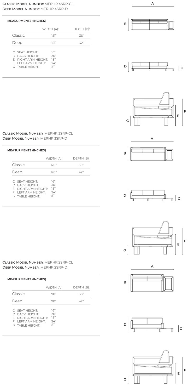 Horizon Sofa with Right Plinth Table dimensions